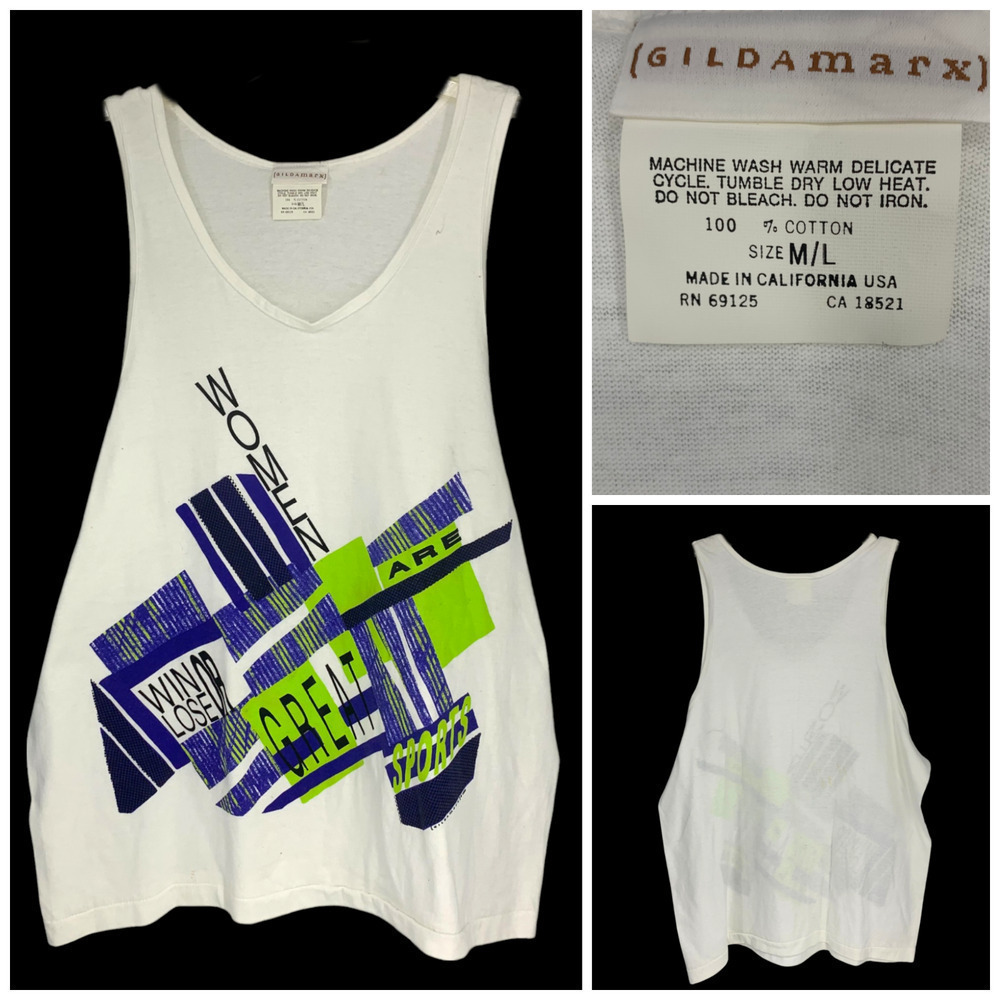 Vintage 1980's Gilda Marx Sz M/L Exercise Jazzercise Tank Top Women Are Great